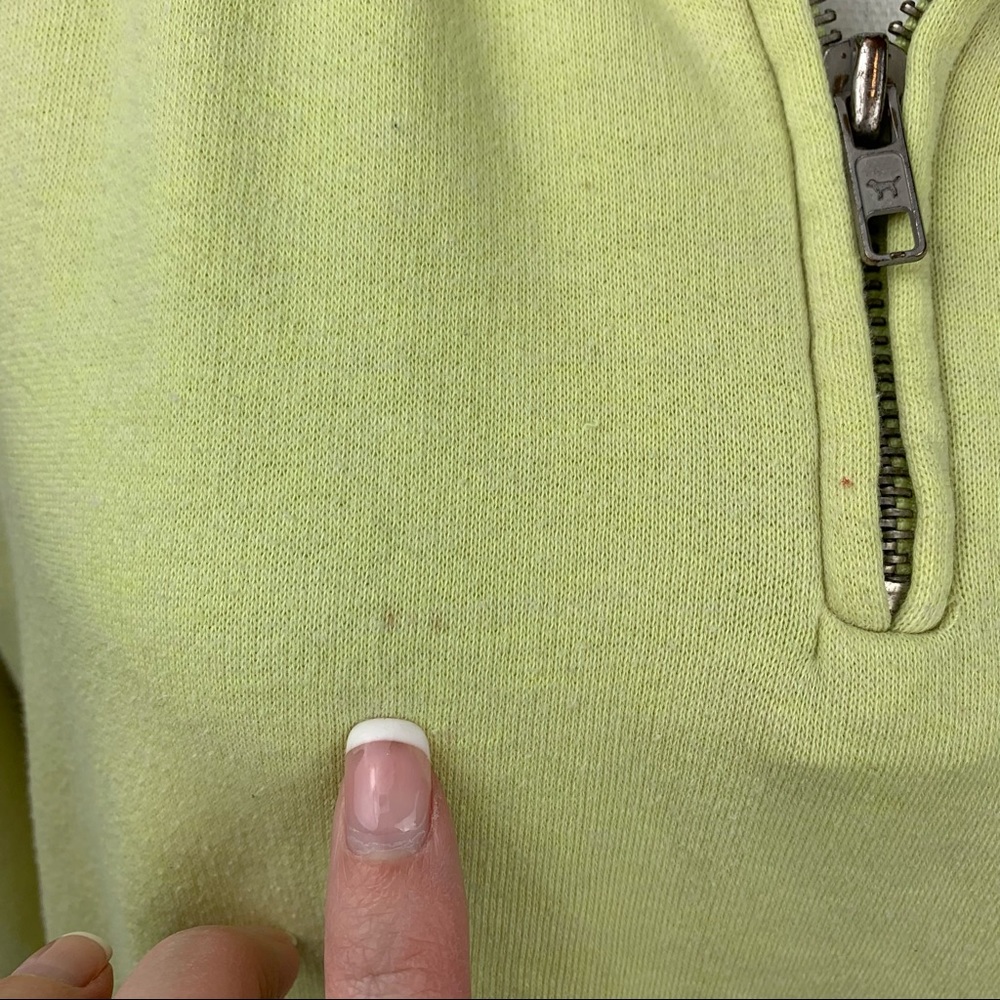 VS PINK Love Pink Back Detail Green Quarter Zip Pullover Sweatshirt - Picture 6 of 15